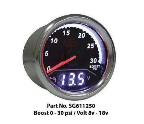 SAAS Trax Digital Dual Twin Reading Gauge Diesel Boost 0-30 PSI Volts 8-18 Volts