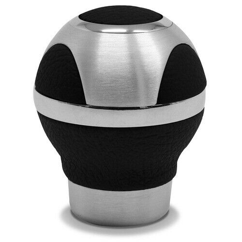 SAAS Leather Ball Gear Knob Alloy Insert  Universal Fit 20424B Black