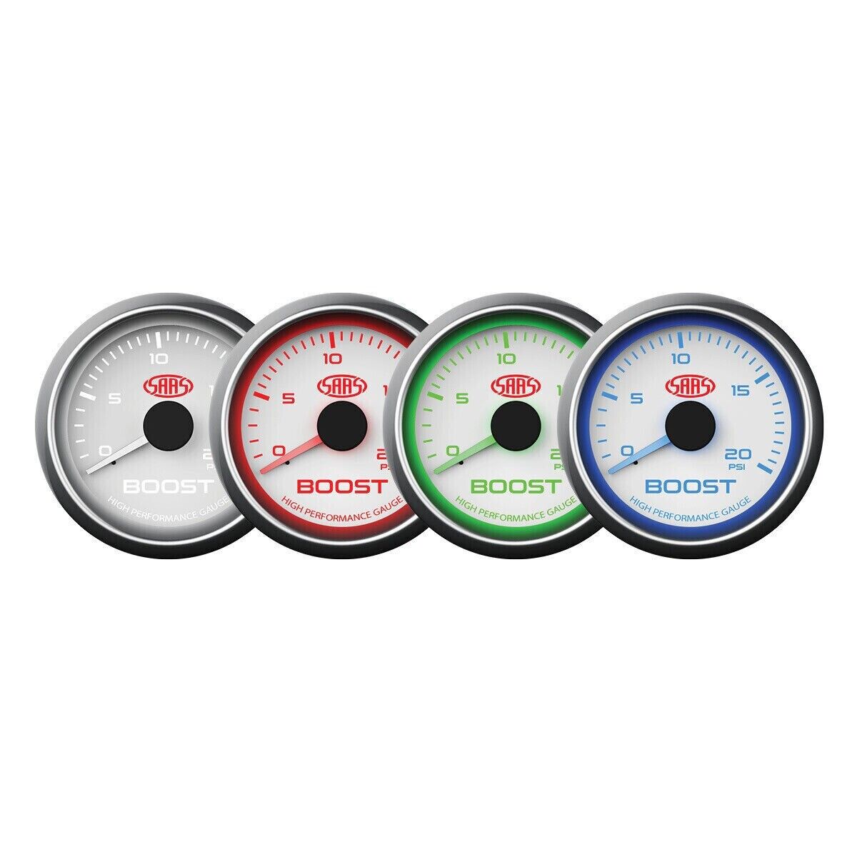 SAAS SG-TBD52BW1 52mm 2in Turbo Diesel Boost Gauge 20 PSI Range White Dial Face