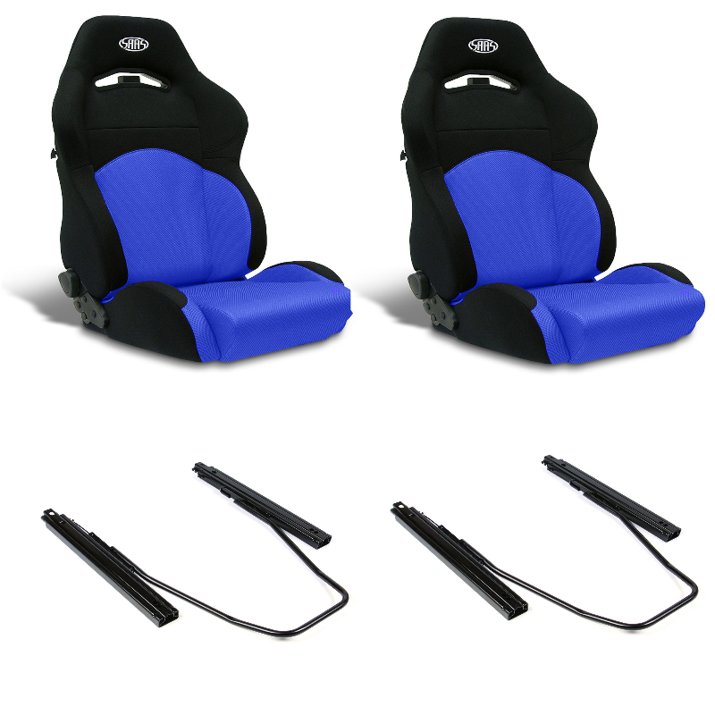 SAAS GT Seats (2) With Sliders Dual Recline Black/Blue ADR Compliant