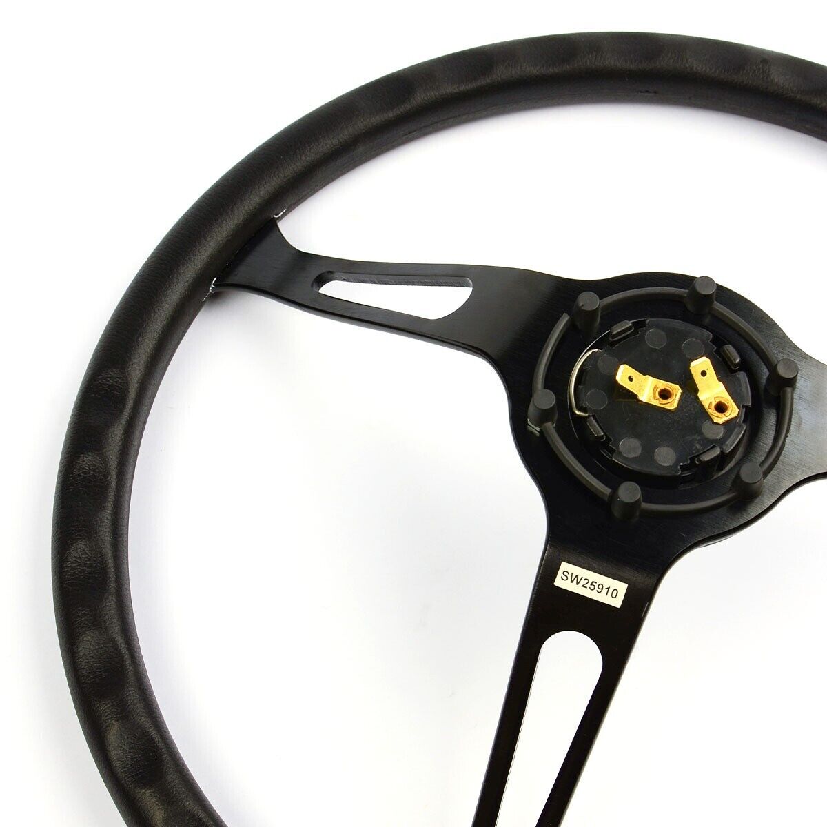 SAAS Steering Wheel Poly 380mm Classic Deep Dish Black Alloy Slots