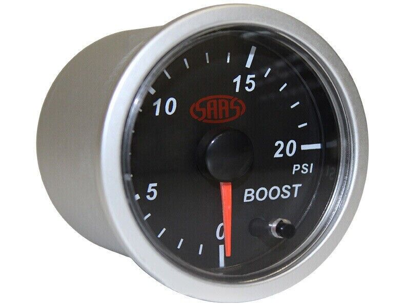 SAAS Boost Streetline Series 52mm 2in 0>20 PSI Gauge Black Face Colour Diesel