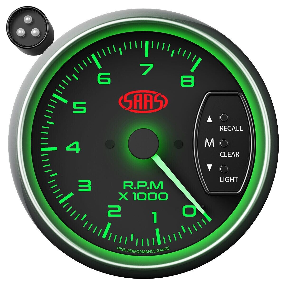 SAAS SG-TAC334B Tacho Gauge Electric Black Face 95mm Multi 4 Colour Tachometer