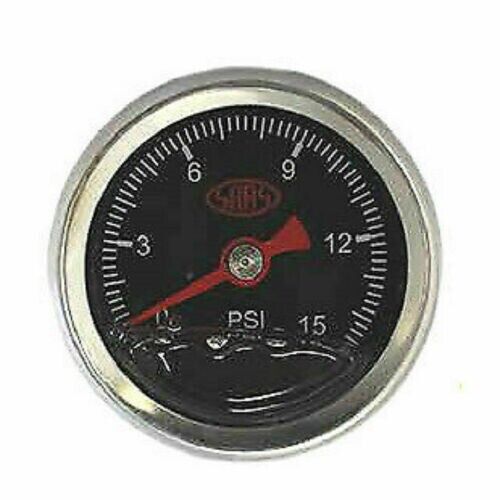 SAAS Genuine SAAS SG15B Black Face Gauge Liquid Filled Fuel Pressure 0 > 15 PSI