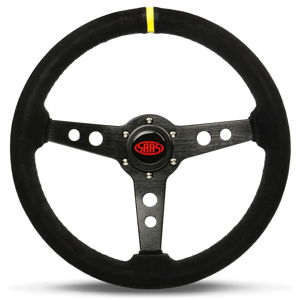 SAAS Steering Wheel Suede 350mm ADR Retro Black Spoke + Indicator