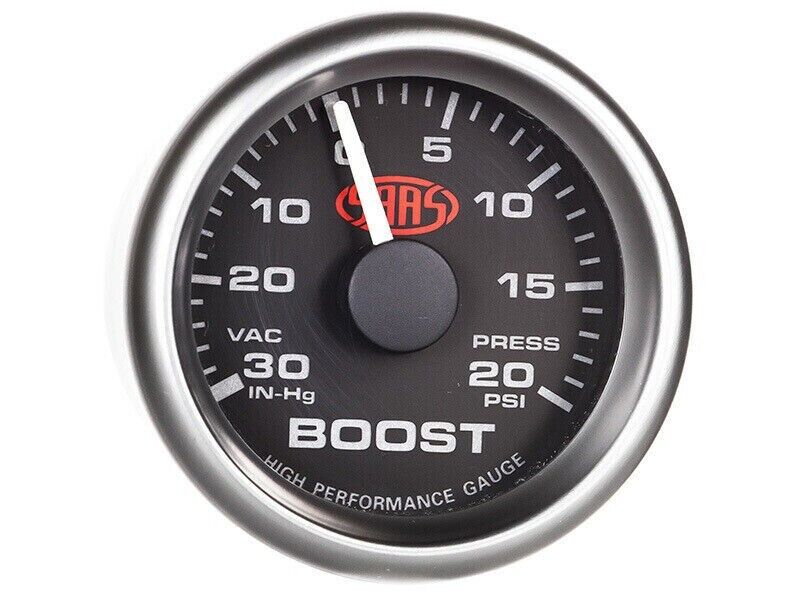 SAAS SG-TB52B Performance Turbo Boost 52mm 2in 30 IN-HG>20PSI Analog Gauge Black