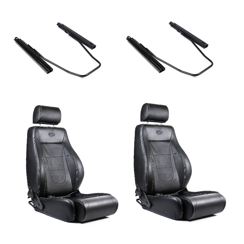 SAAS Trax 4X4 Seats (2) With Rails Premium Black Leather ADR Compliant