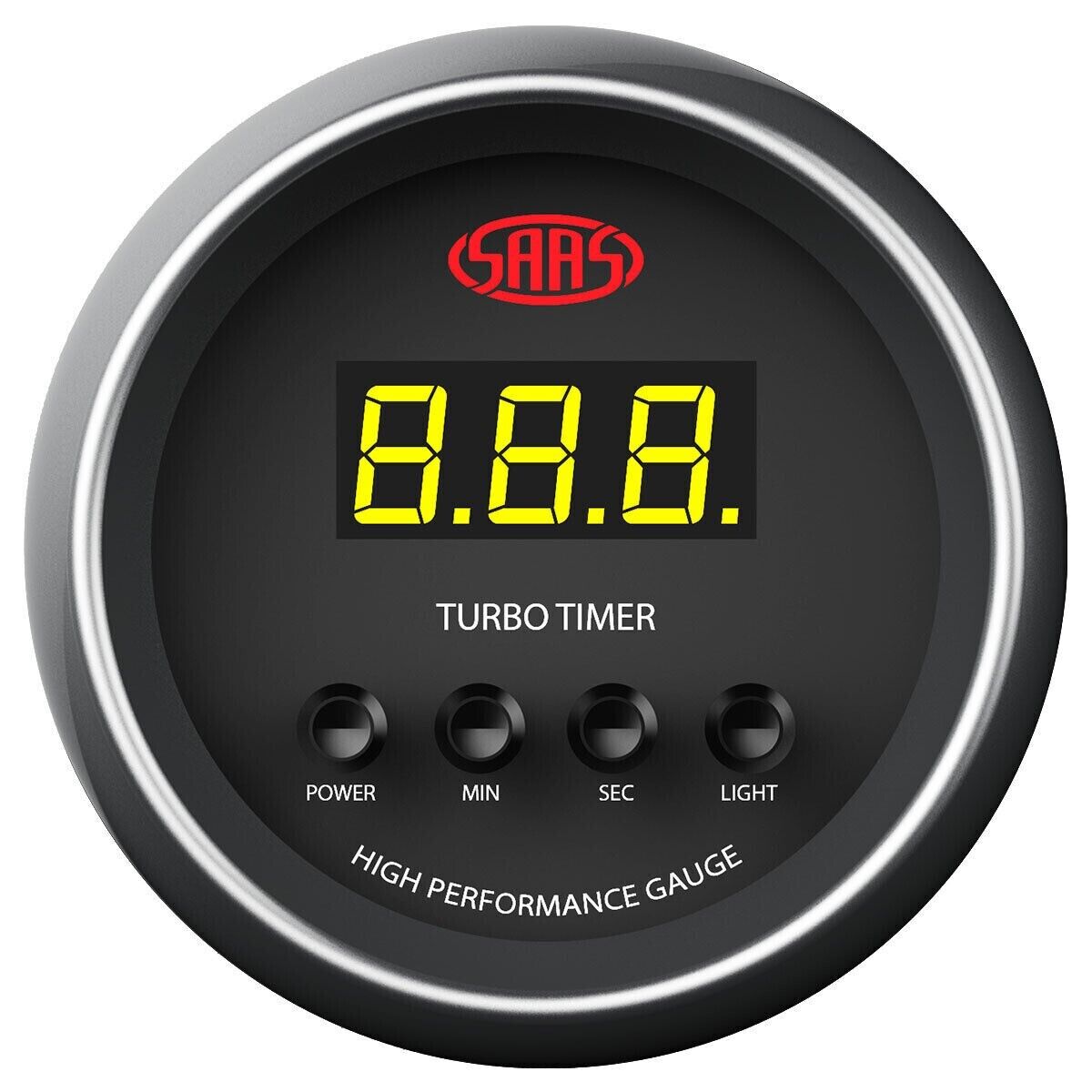 SAAS Performance Turbo Timer 52mm 2in Digital Gauge Black Face 4 Colour