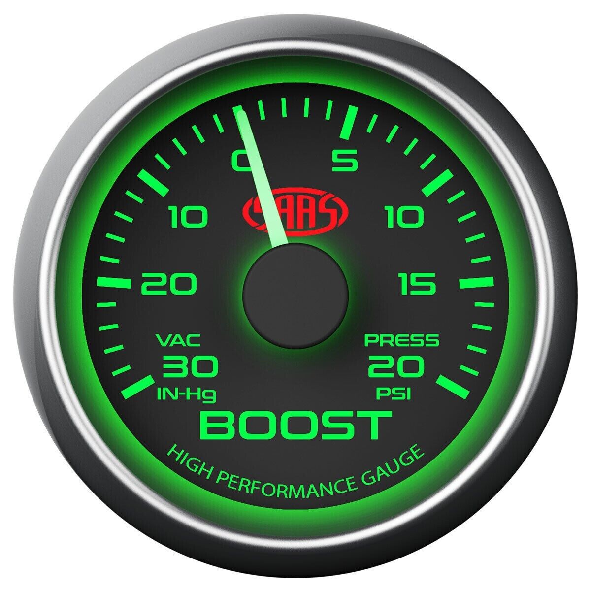 SAAS SG-TB52B Turbo Boost 52mm 2in 30 IN-HG>20 PSI Analog Gauge Black Face