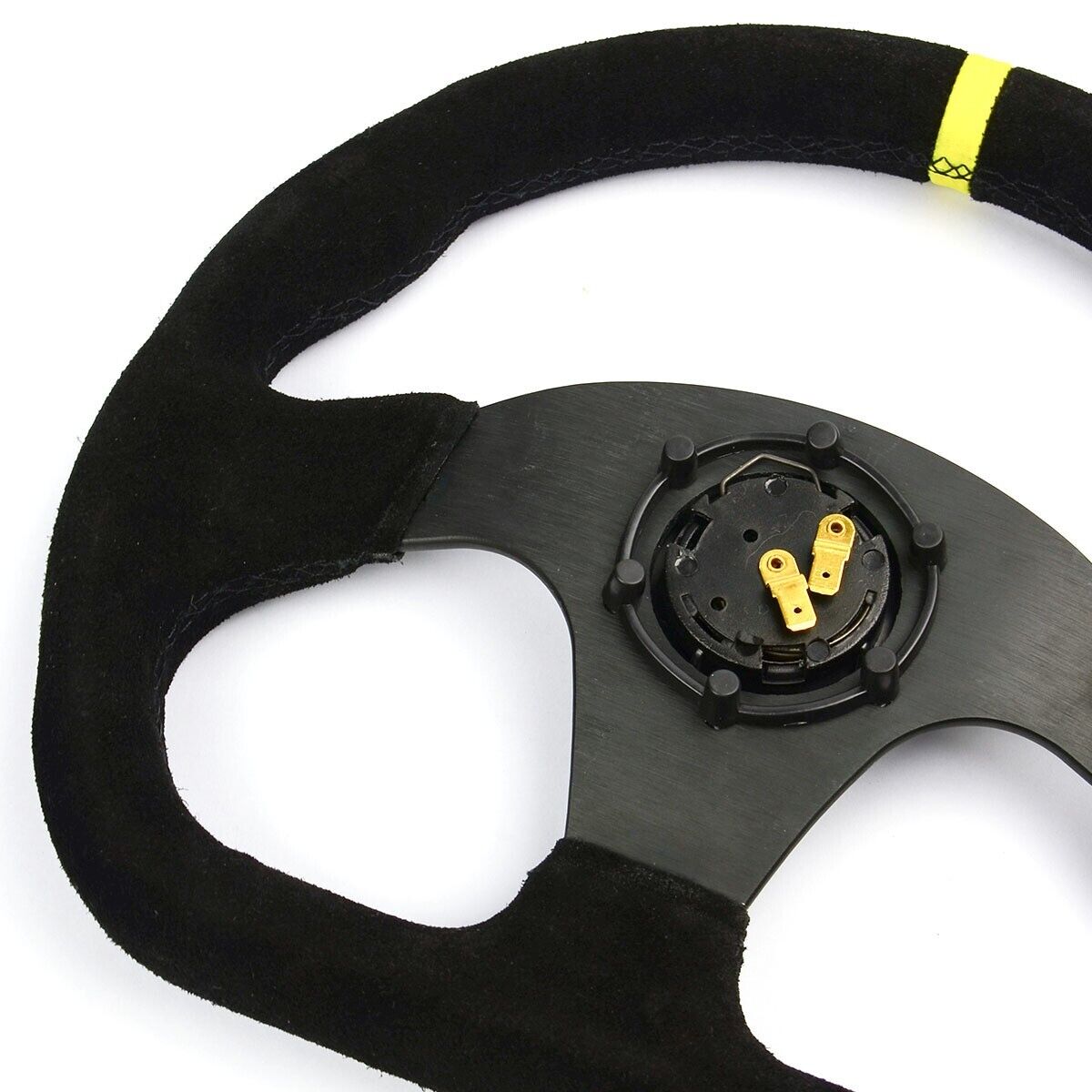 SAAS Steering Wheel Suede 13" ADR Black Flat Bottom + Indicator