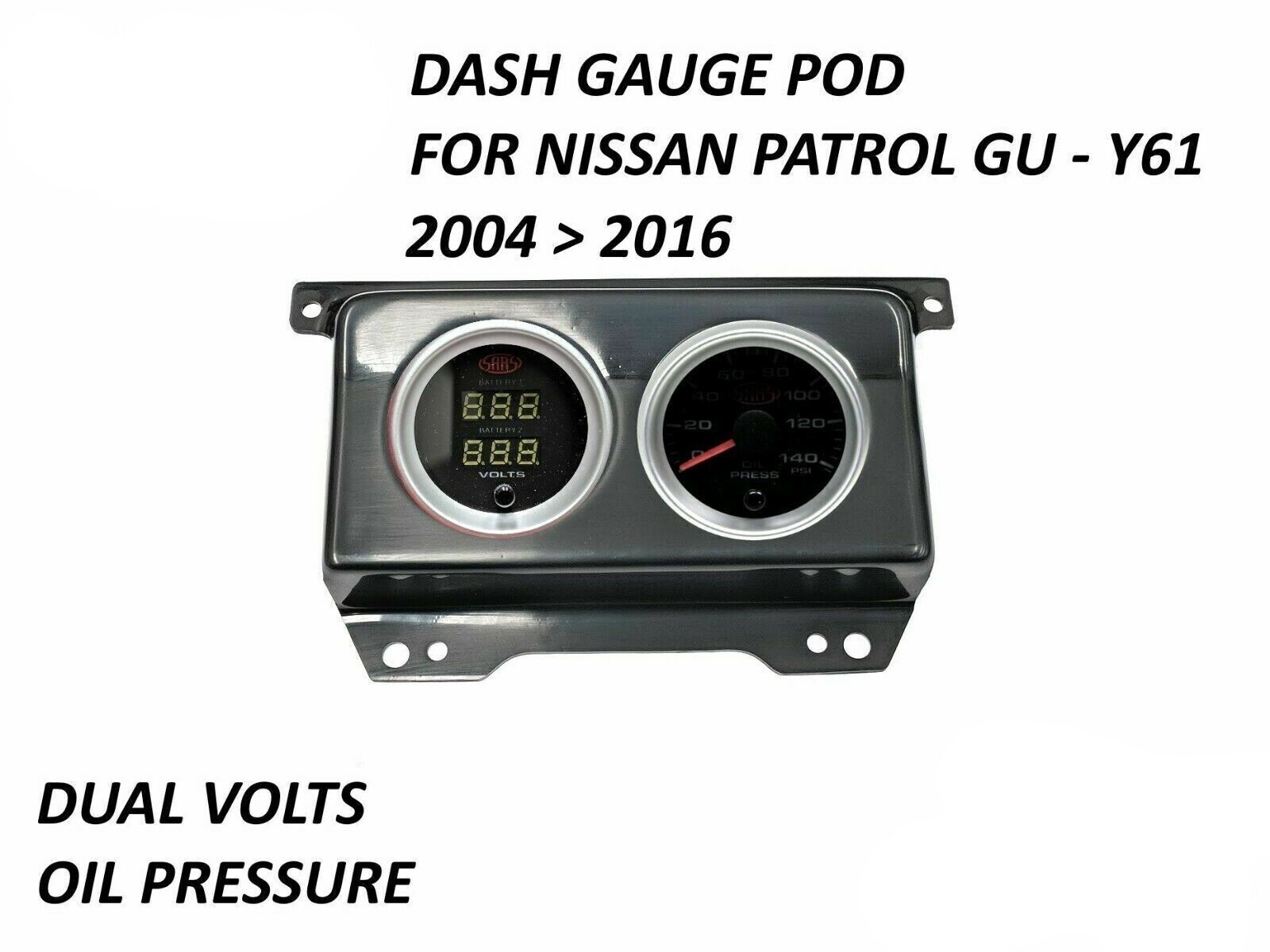 SAAS Gauge Dash Pod Oil Pressure & Dual Volts for Nissan Patrol GU Y61 2004-2016