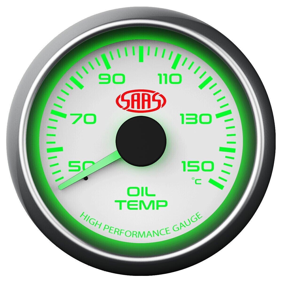 SAAS Performance Engine Oil Temp 52mm Analog Gauge White Face 4 Colour Lighting