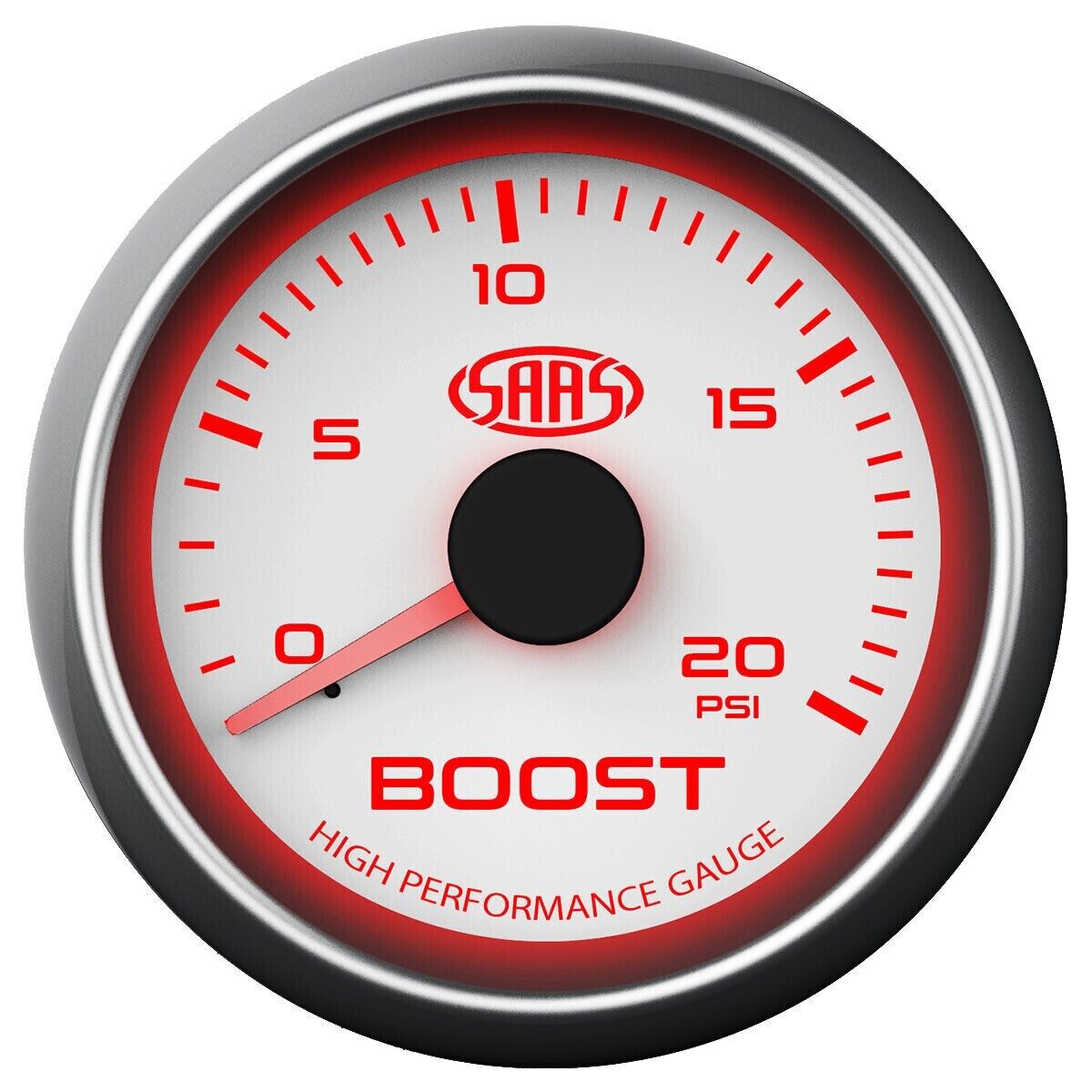 SAAS SG-TBD52BW1 52mm 2in Turbo Diesel Boost Gauge 20 PSI Range White Dial Face