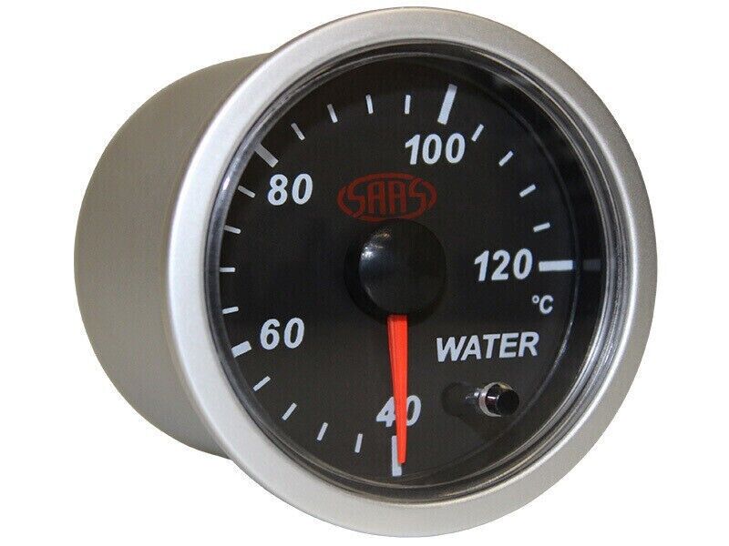 SAAS Streetline Series Water Temp 40>120 Deg C 52mm Gauge Black Face 7 Colour