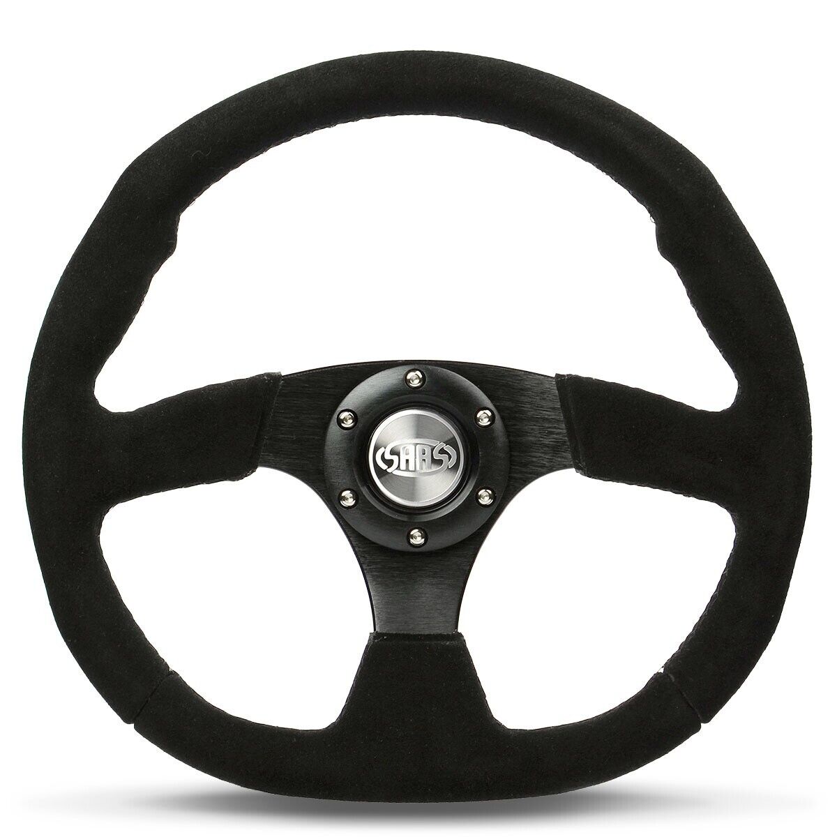 SAAS Steering Wheel Suede 14" ADR Black Flat Bottom