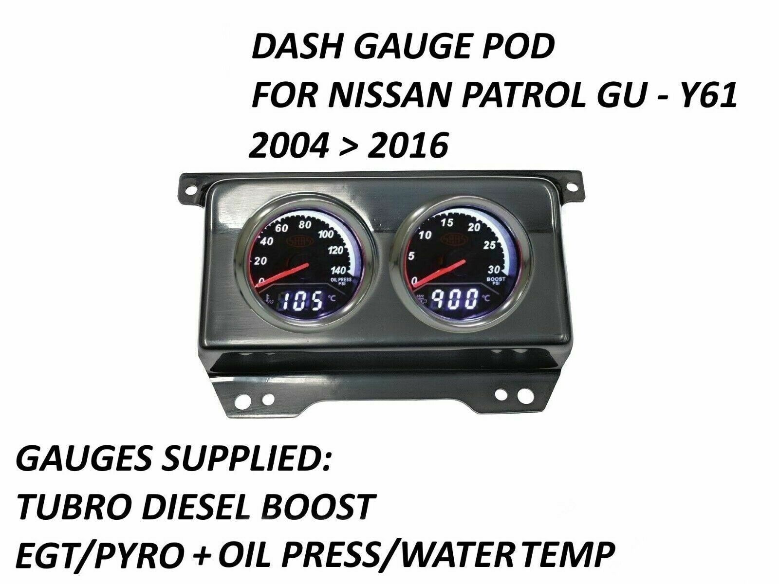 SAAS Gauge Dash Trax Diesel Boost EGT Water/Oil Press for Nissan Patrol GU Y61