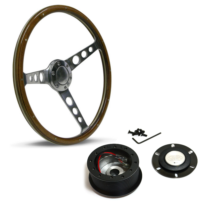SAAS Classic Wood 380mmSteering Wheel & Hub Adapter For Ford Falcon XR XT