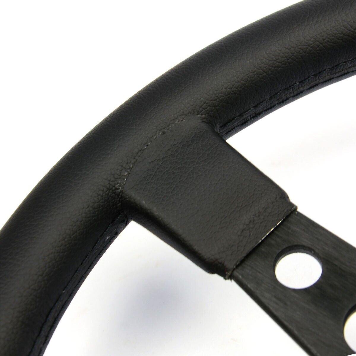 SAAS Steering Wheel Leatherette 350mm ADR Retro Black Spoke Black Stitching