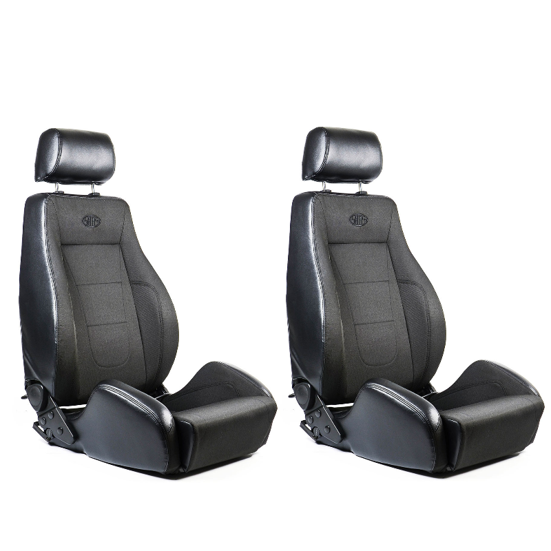 SAAS Universal 4X4 Sports Seats (2) Black Cloth / PU Leather  ADR Compliant