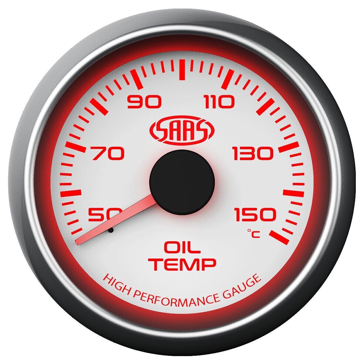 SAAS Performance Oil Temp 52mm Analog Gauge White Face 4 Colour Lighting