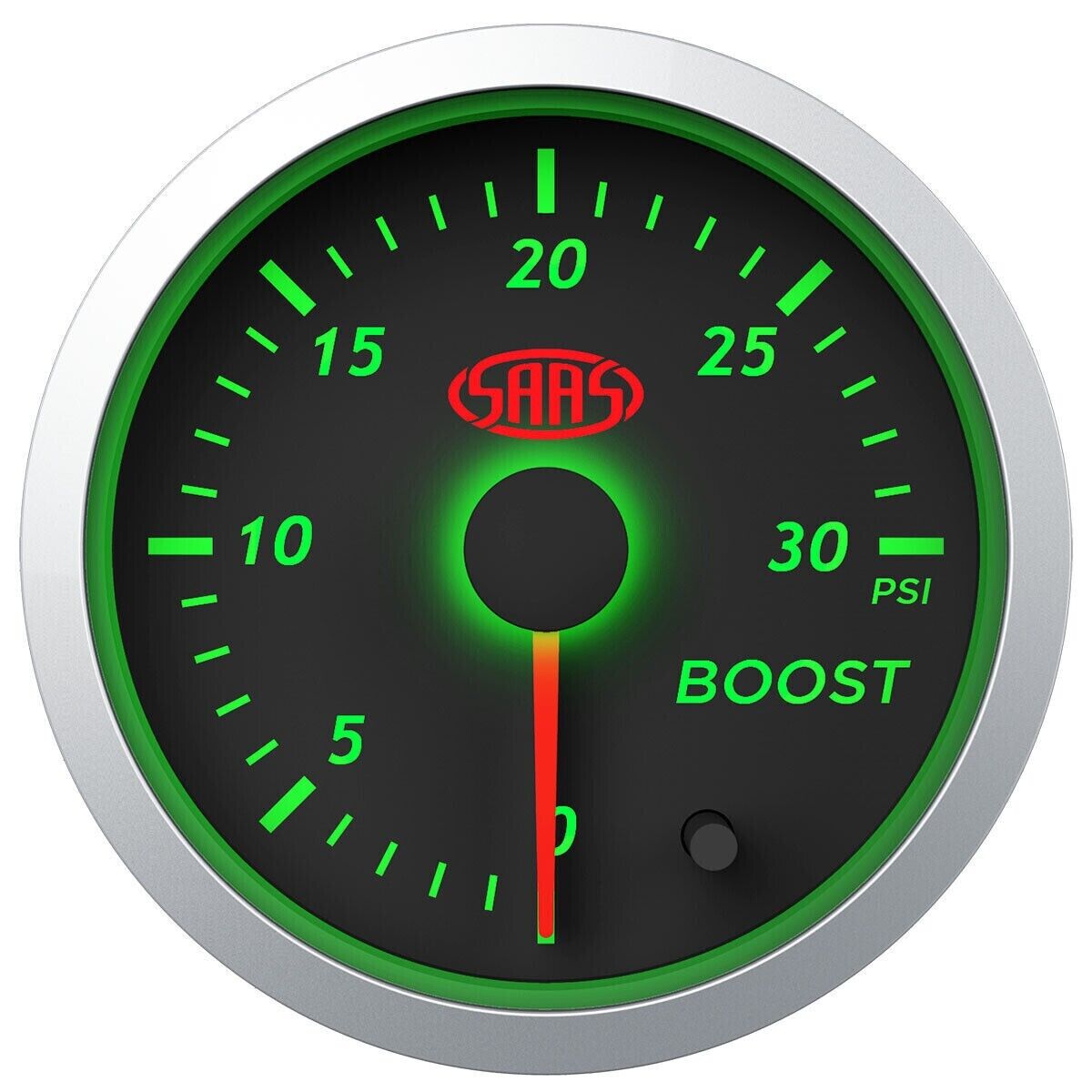 SAAS Boost 2in 52mm 0>30 PSI Streetline Series Gauge Black Face 7 Colour Diesel