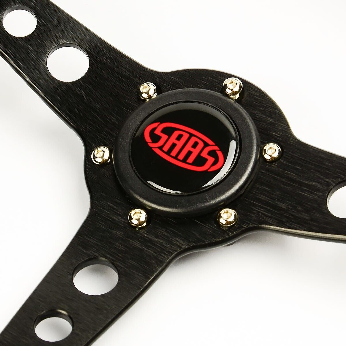 SAAS Steering Wheel Suede 350mm ADR Retro Black Spoke + Indicator