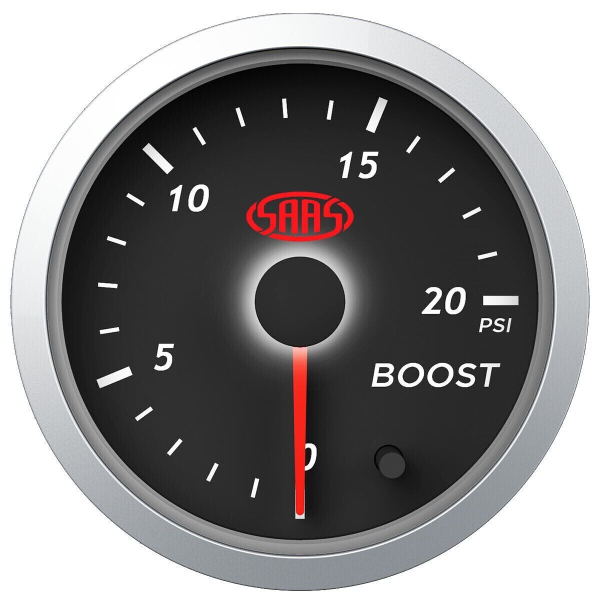 SAAS Boost 2in 52mm 0>20 PSI Streetline Series Gauge Black Face 7 Colour Diesel