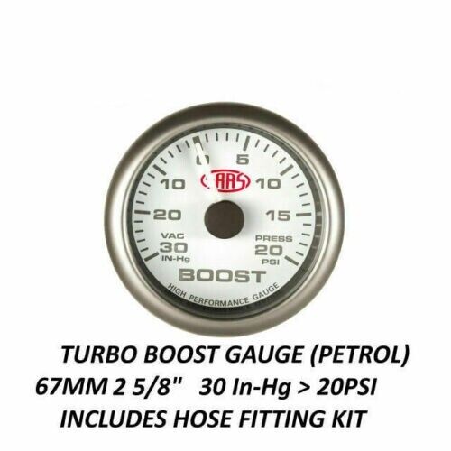 SAAS SG-TB258W Performance Turbo Boost 2 5/8in 67mm 30 IN-HG >20PSI Analog Gauge