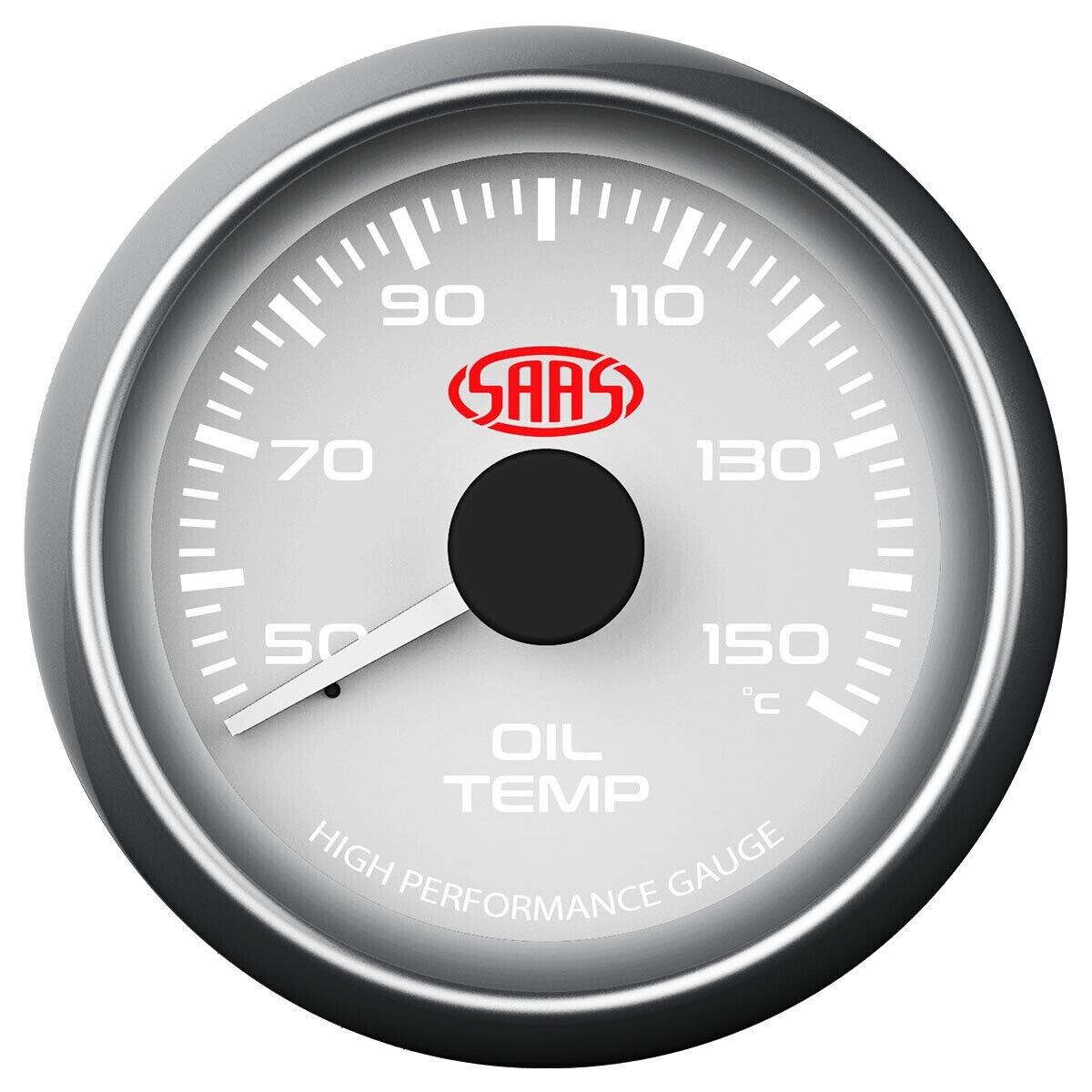 SAAS Performance Oil Temp 52mm Analog Gauge White Face 4 Colour Lighting