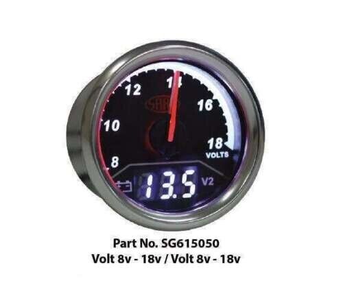 SAAS Trax Digital Dual Twin Reading Gauge Dual Battery Volts 8V - 18v