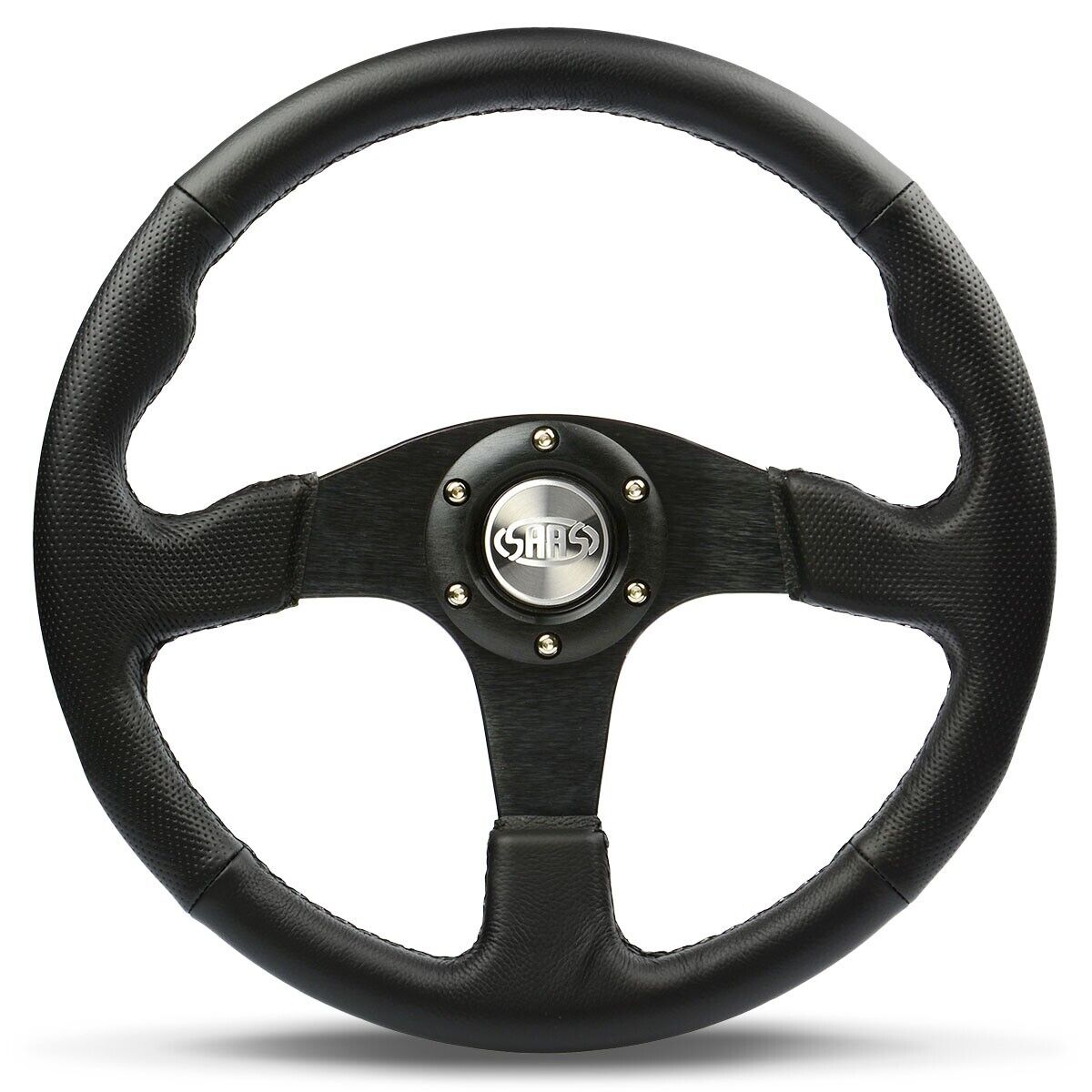 SAAS Steering Wheel Leather 350mm ADR Black Spoke