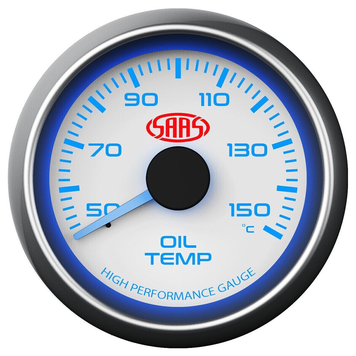 SAAS Performance Oil Temp 52mm Analog Gauge White Face 4 Colour Lighting