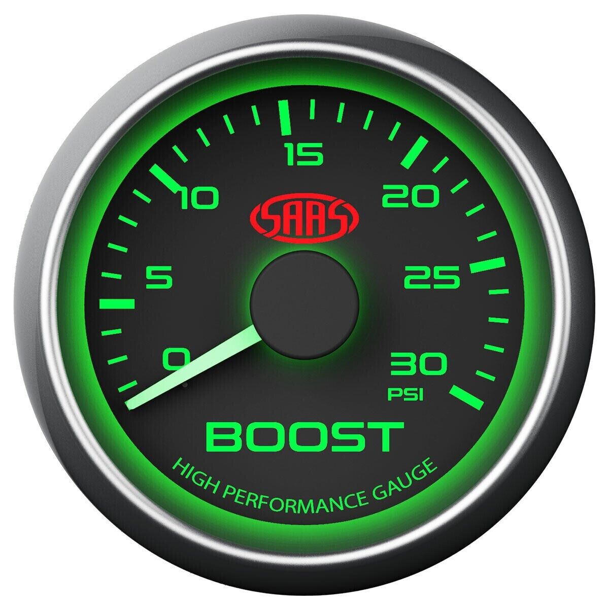 SAAS Boost 52mm 2in 0>30 PSI Analog Gauge Black Face 4 Colour Lighting Diesel