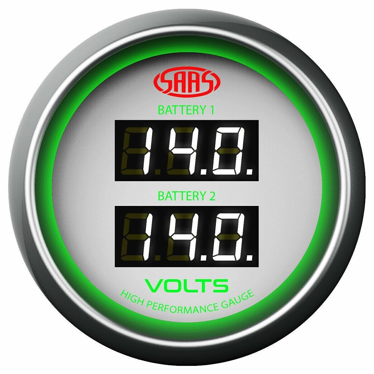 SAAS Muscle Digital Dual Volts Gauge 8-18Volts Watercraft Boat White Face