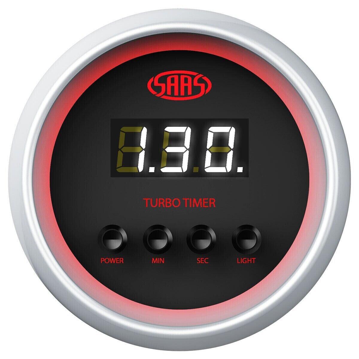 SAAS Genuine Turbo Timer 52mm 2in Digital Gauge Black Face 4 Colour