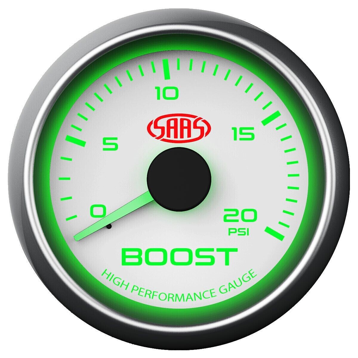 SAAS SG-TBD52BW1 52mm 2in Turbo Diesel Boost Gauge 20 PSI Range White Dial Face