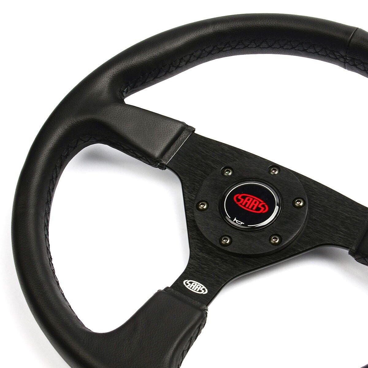 SAAS Steering Wheel Leather 350mm ADR Director Black Spoke