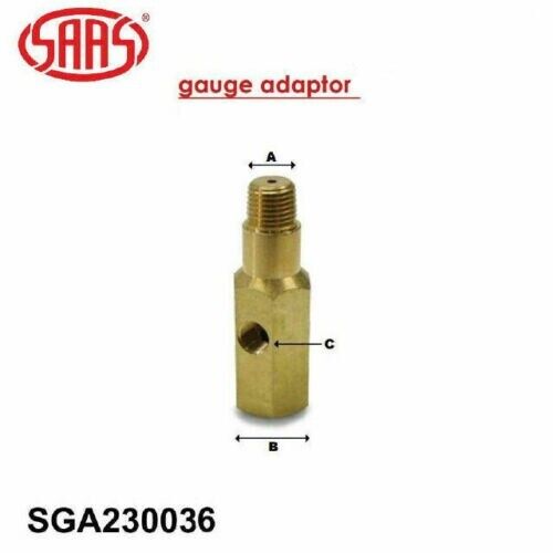SAAS SGA230036 Oil Pressure Gauge Adapter 1/8 BSPT Brass T Piece Sensor Sender