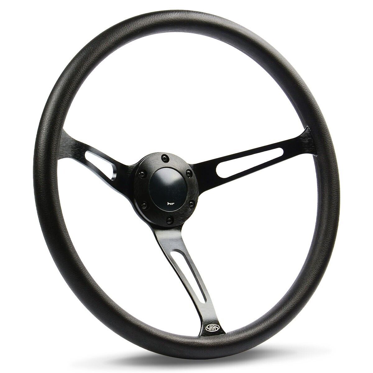 SAAS Steering Wheel Poly 15" Classic Deep Dish Black Alloy Slots