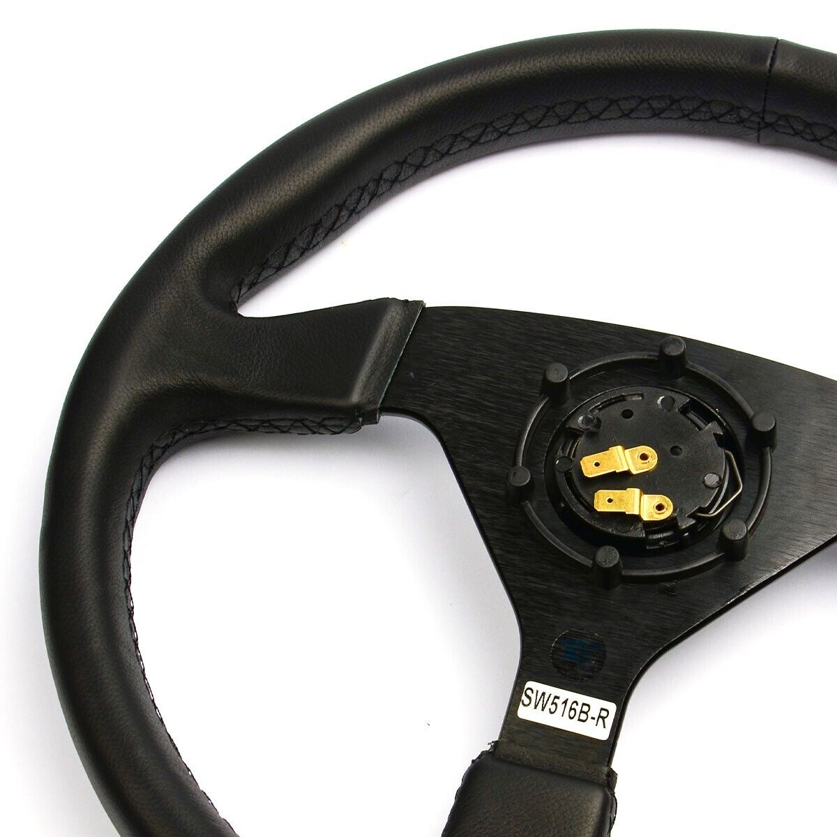 SAAS Steering Wheel Leather 350mm ADR Director Black Spoke