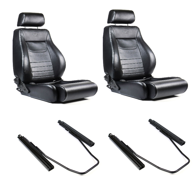 SAAS 4X4 Seats (2) With Rails Black PU ADR Compliant