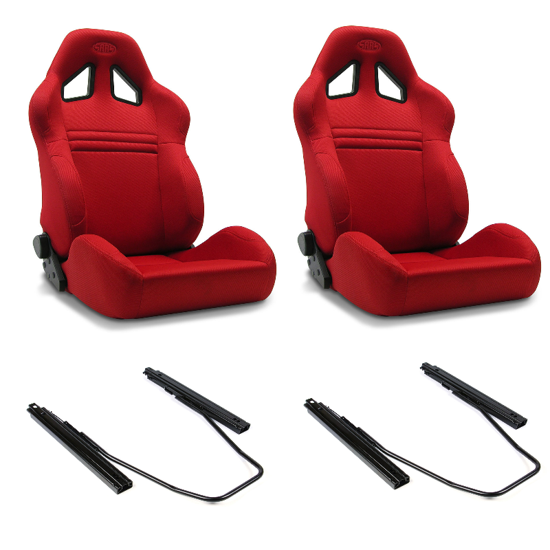 SAAS Kombat Seats (2) With Rails Dual Recline Red ADR Compliant