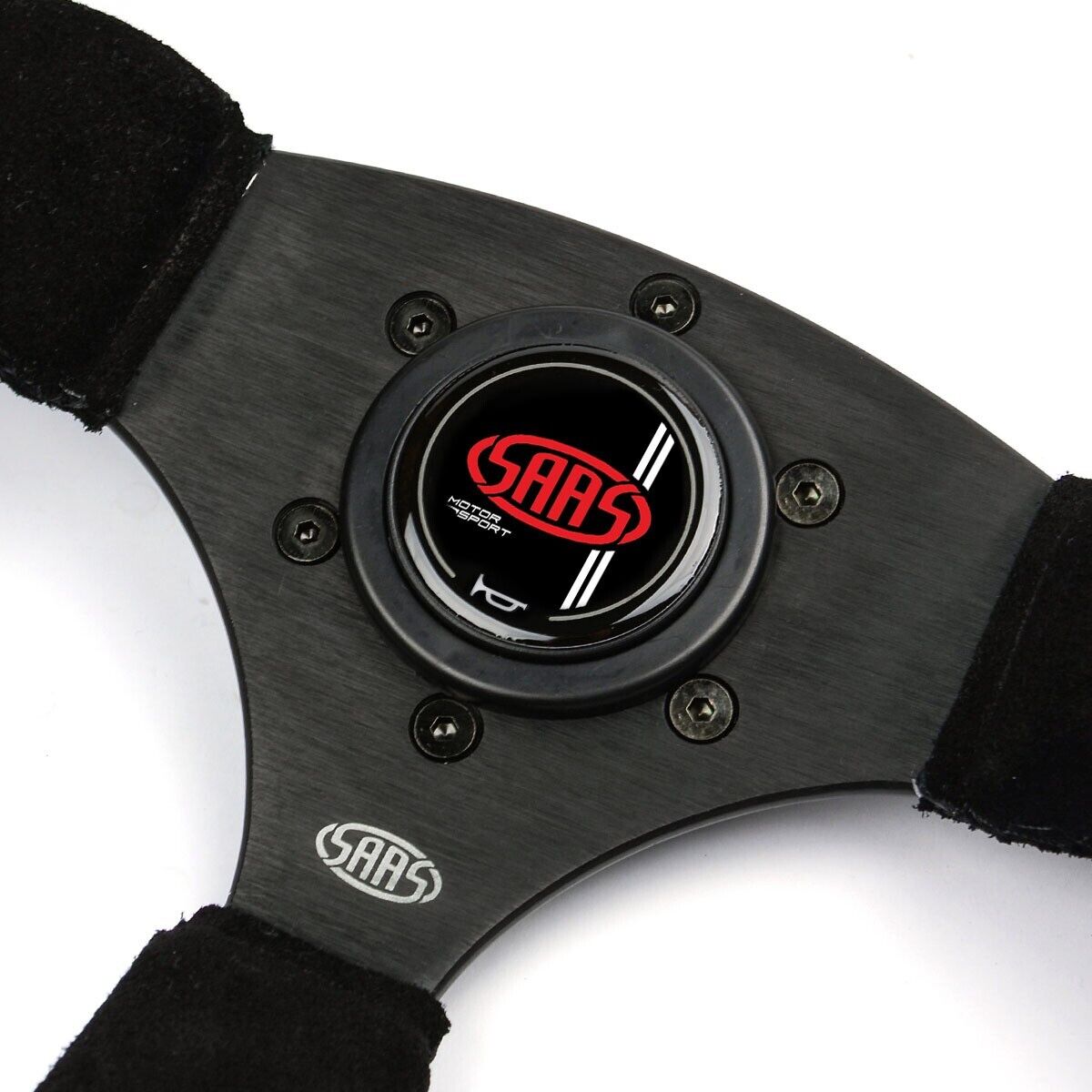 SAAS Steering Wheel Suede 350mm ADR Tokyo Motorsport Black Spoke + Indicator