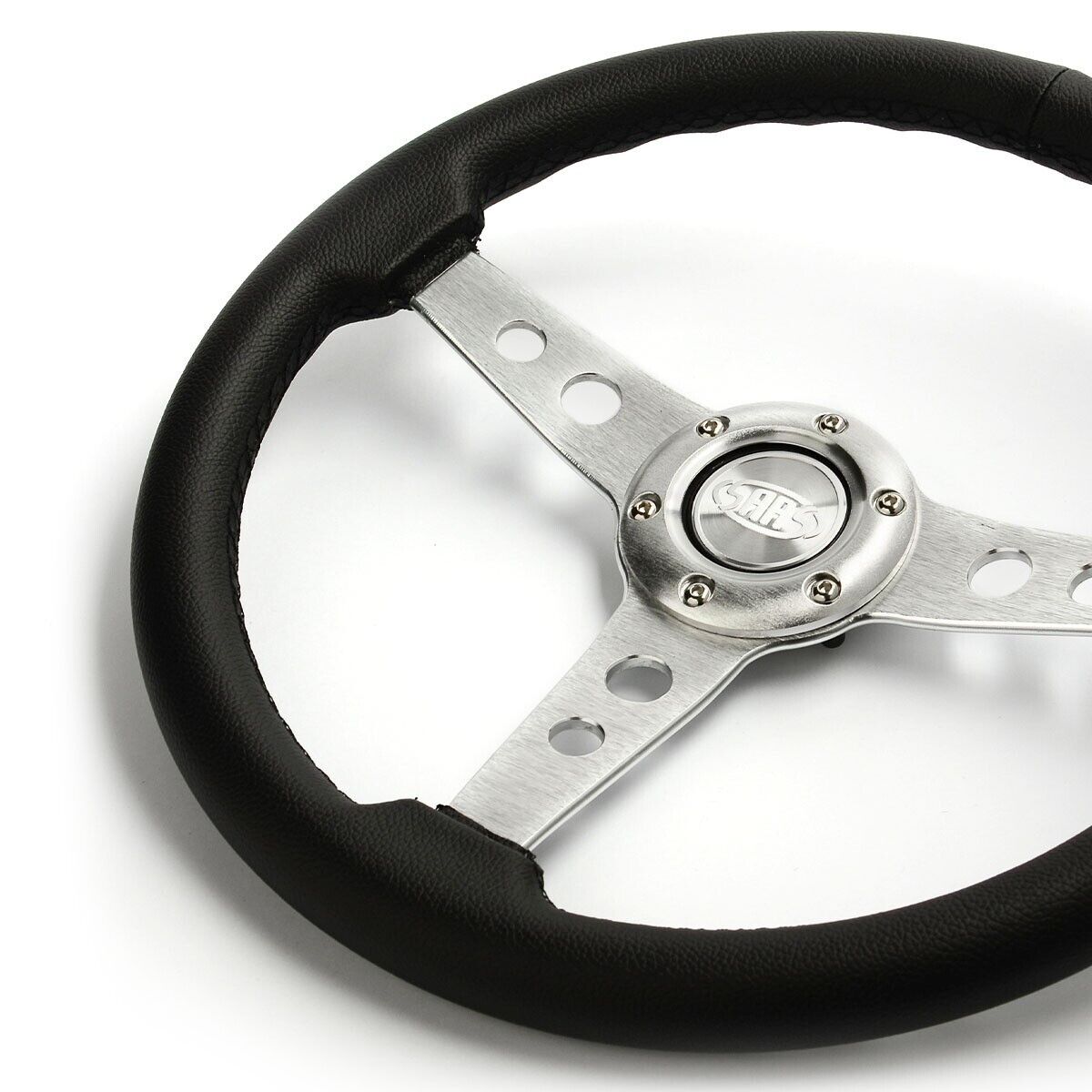 SAAS Steering Wheel PVC 350mm ADR Retro Brushed Spoke