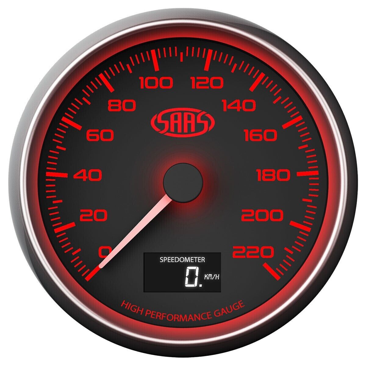 SAAS Speedometer Speedo for Muscle Series >220 Kph 3 1/2in / 90mm Dash Black