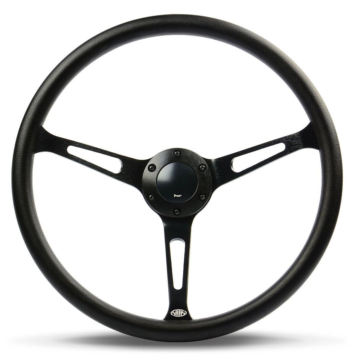 SAAS Steering Wheel Poly 15" Classic Deep Dish Black Alloy Slots