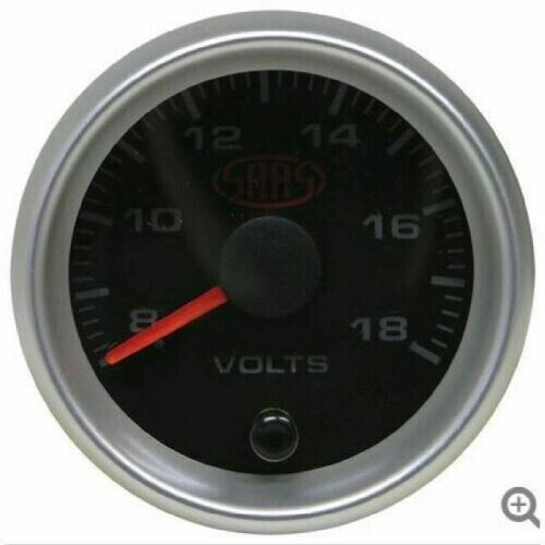 SAAS SGVLT52BS2 Volts 52mm Analog Gauge Black Face Silver Rim 4 Colour Lighting