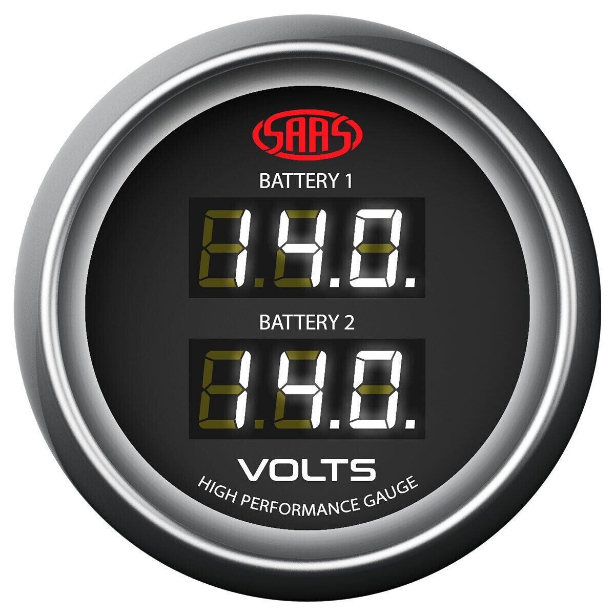 SAAS Muscle 52mm Voltage Gauge Dual Digital 8-18V Multi Colour Display 2" Black