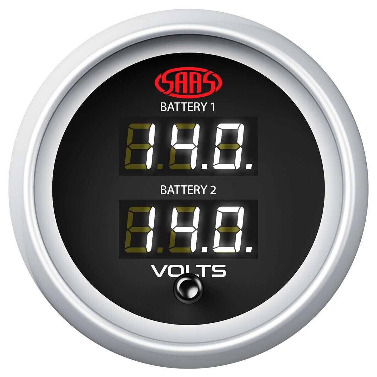 SAAS Muscle 52mm Voltage Gauge Dual Digital 8-18V 4 Colour Display 2 inch Black