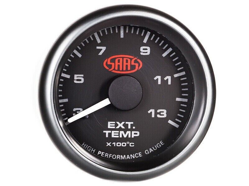 SAAS EGT Pyro 52mm 300>1300 Deg Analog Electric Gauge Black Face / Grey Ring